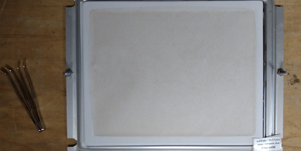 Orange-coloured filters from the high-volume dust collectors Orange-coloured filters from the high-volume dust collectors