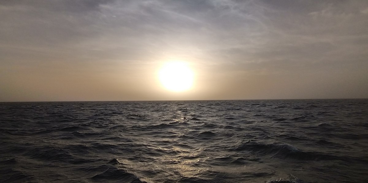 View from Maria S. Merian's mess where we witness a drifting trap floating by View from Maria S. Merian's mess where we witness a drifting trap floating by